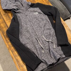 The North Face Women's Gray and Black Hooded Cardigan
